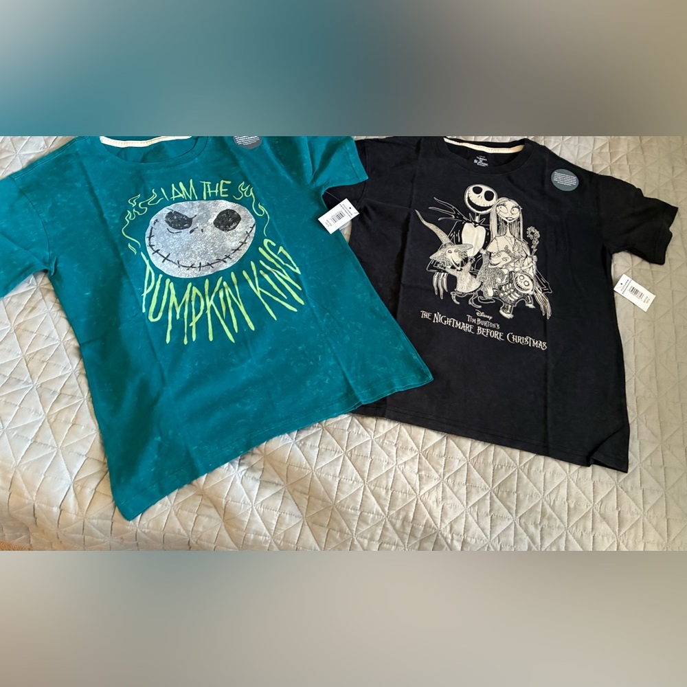 NEW The Nightmare Before Christmas LOT of 2: T-Shirts Size 10-12 Mineral Washed!